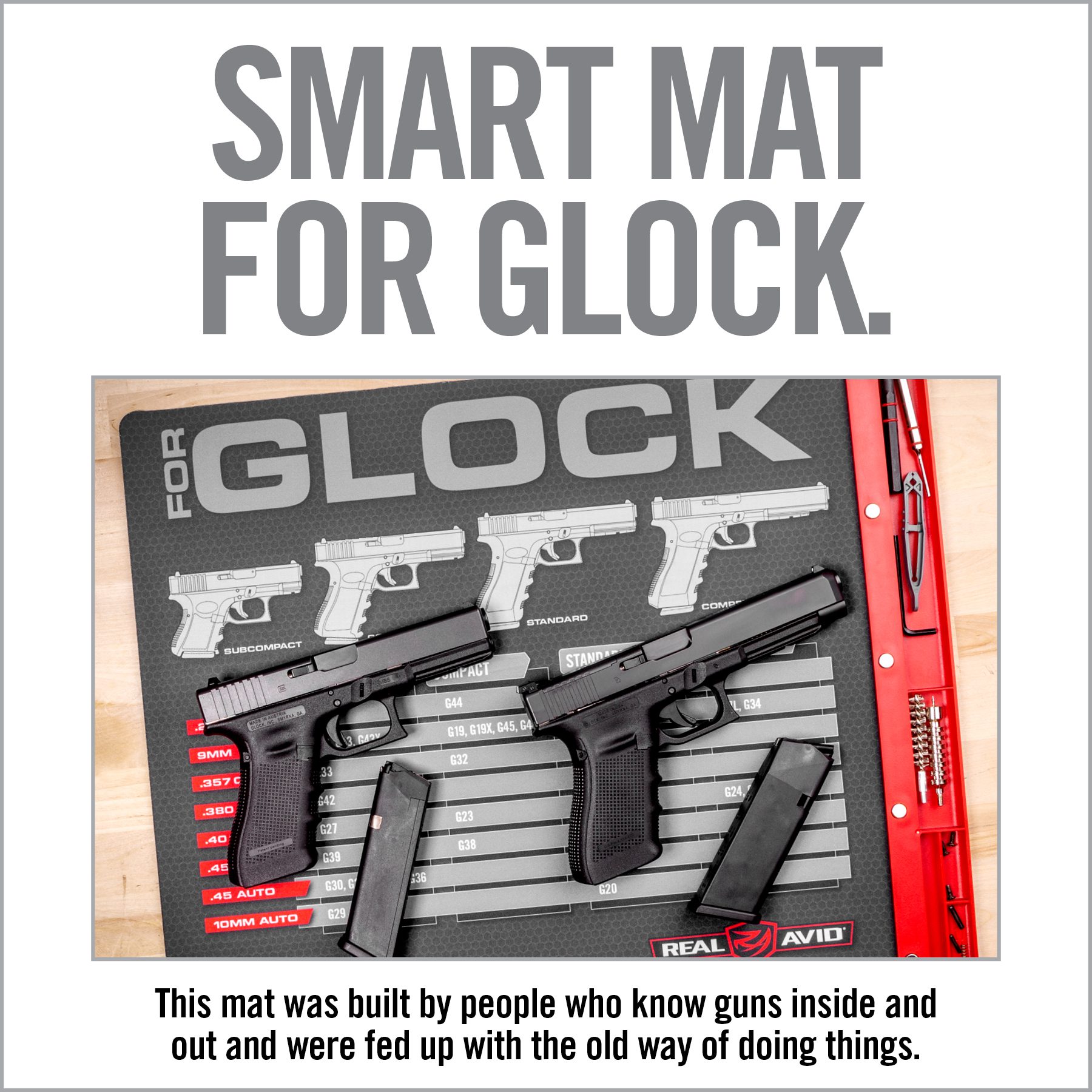 a poster with guns on it that says, smart mat for glock