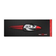 a mouse pad with a red and black design