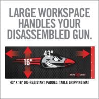 a sign that says large workspace handles your disassembled gun