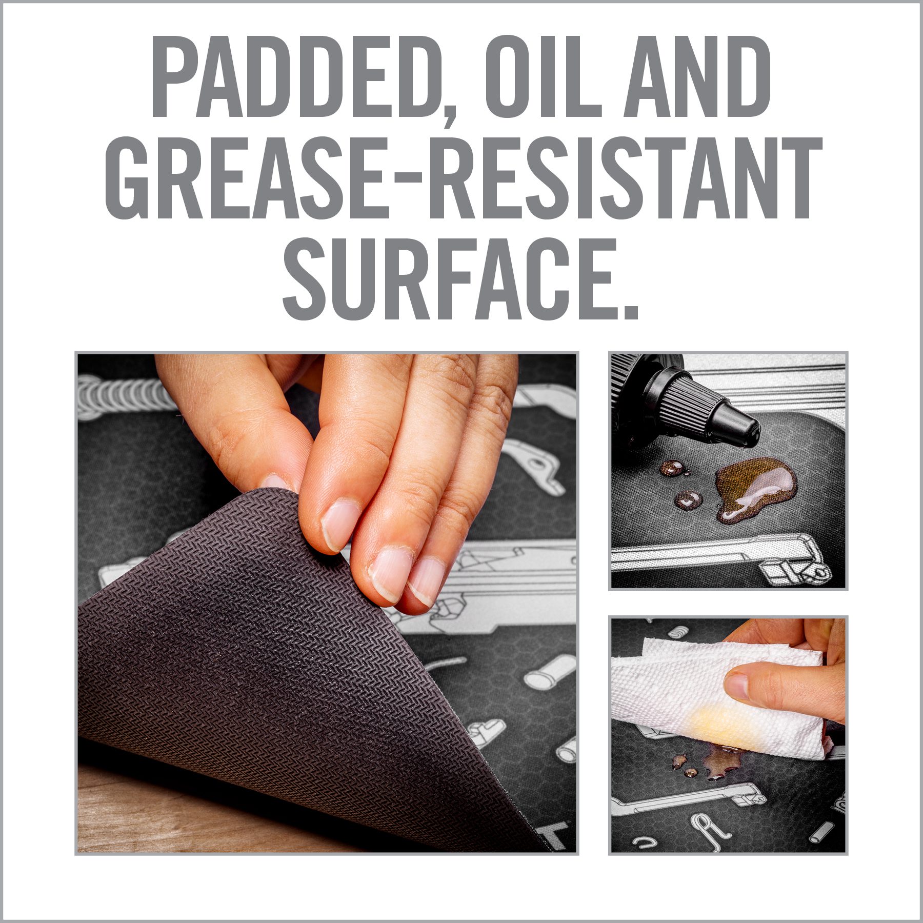 a poster with instructions on how to use an oil and grease resistant surface