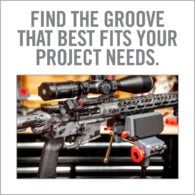 a rifle with the words find the grovee that best fits your project needs