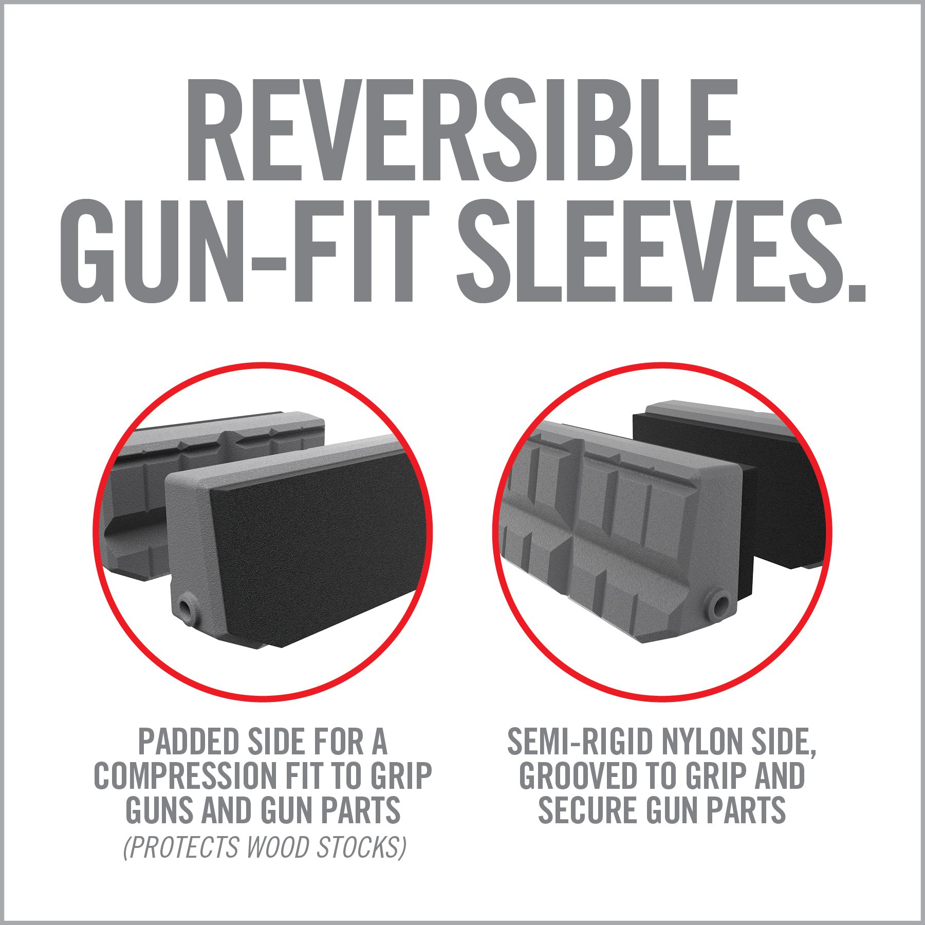 an ad for the reversible gun - fit sleeves