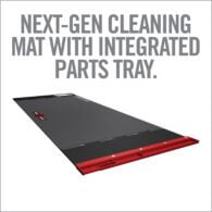 a poster with the words next - gen cleaning mat with integrated parts tray