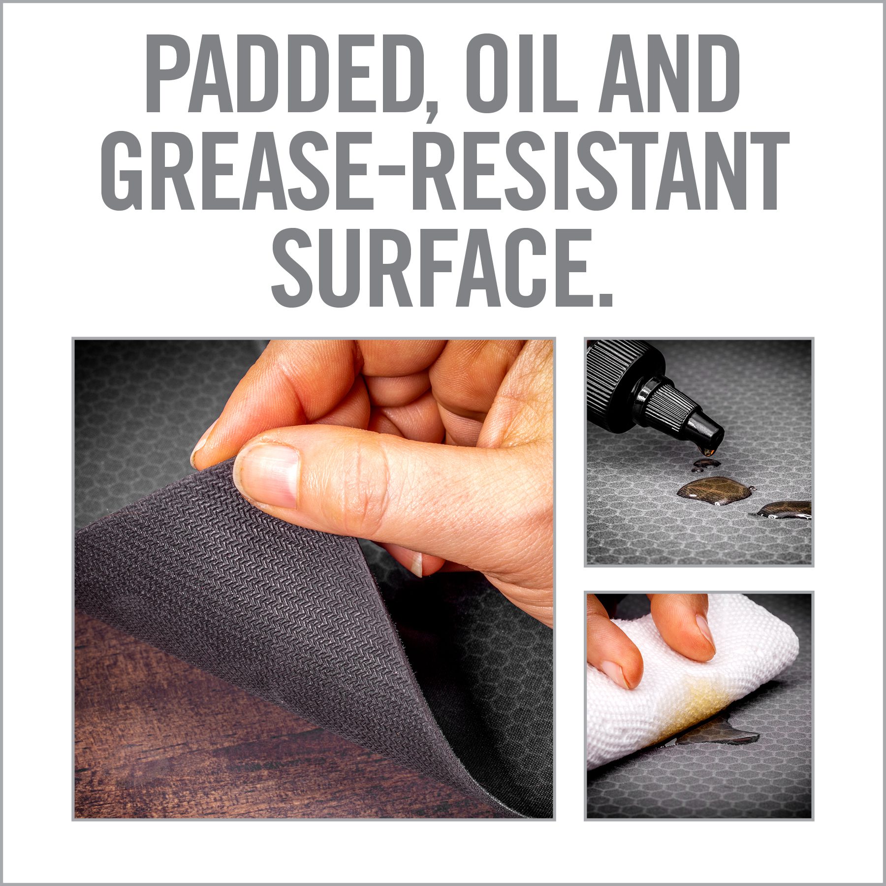 the instructions for how to use an oil and grease resistant surface