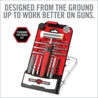 a red tool kit with tools in it