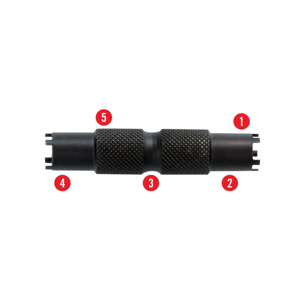 a black handlebar grips with red numbers on it
