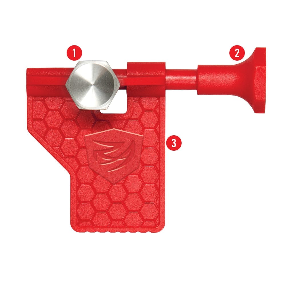 a red tool holder with instructions on how to use it