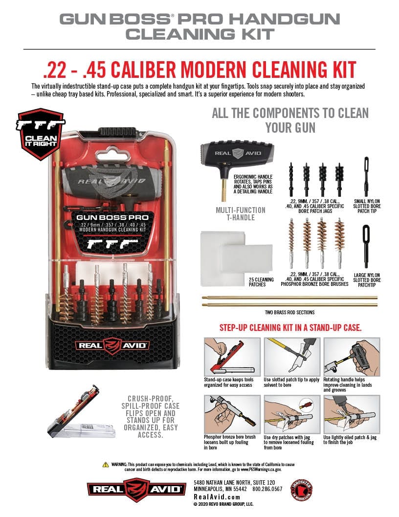 the gun cleaning kit is shown with instructions