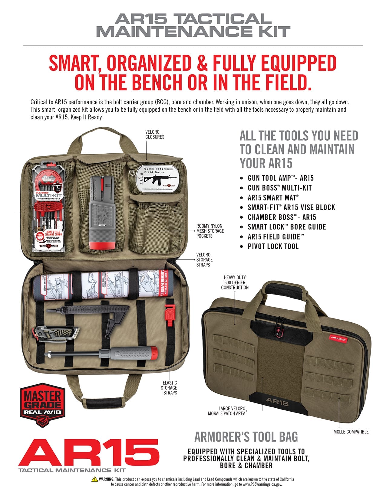 an advertisement for a tool bag with tools in it