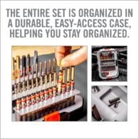 the entire set is organized in a double, easy - access case, helping you stay organized