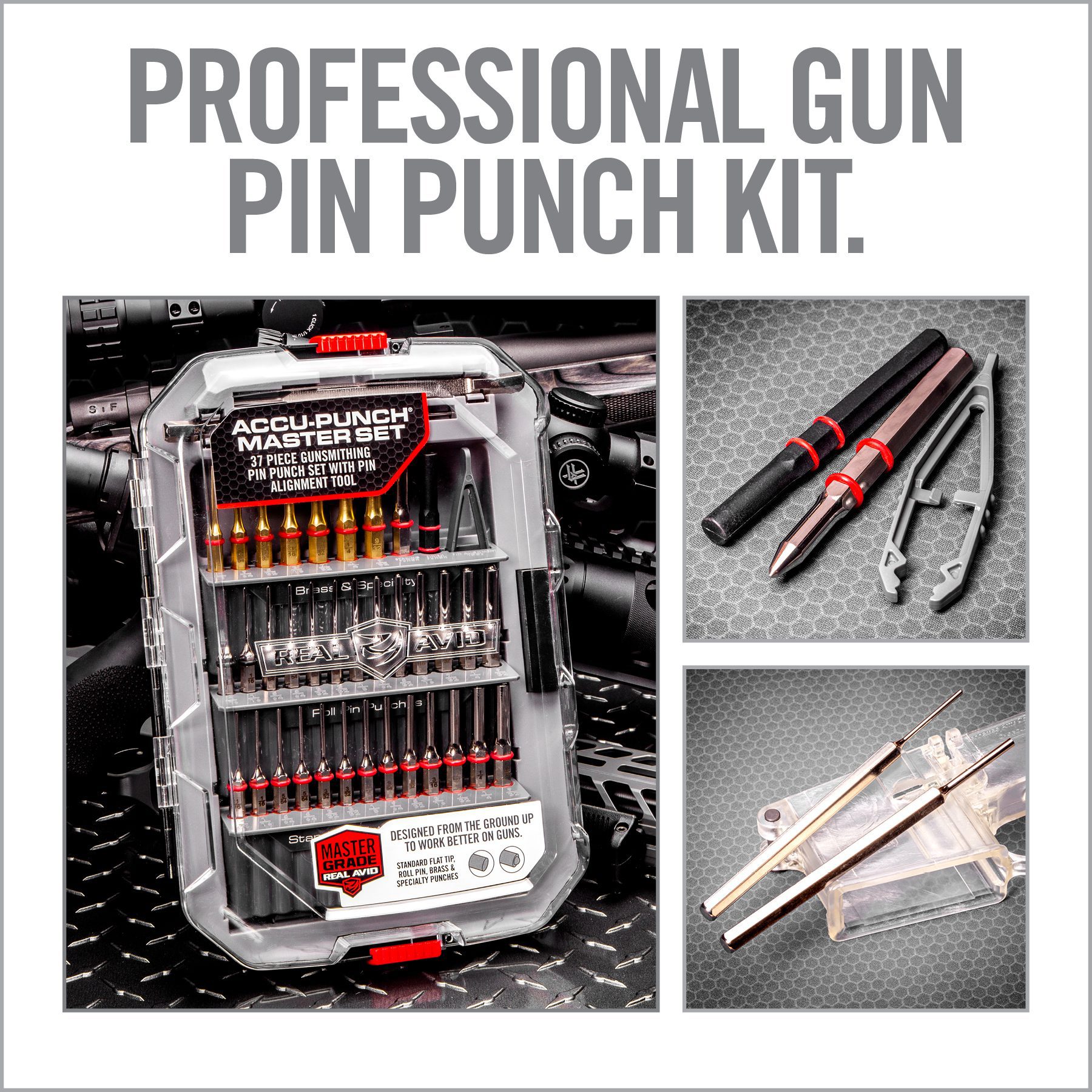 the professional gun pin punch kit is open