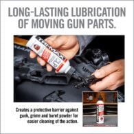 an ad for the long - lasting lubrication of moving gun parts