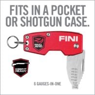 a red pocket knife with the words fix in a pocket or shotgun case