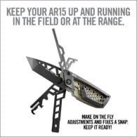 an advertisement for a knife with the words keep your arms up and running in the field or at the