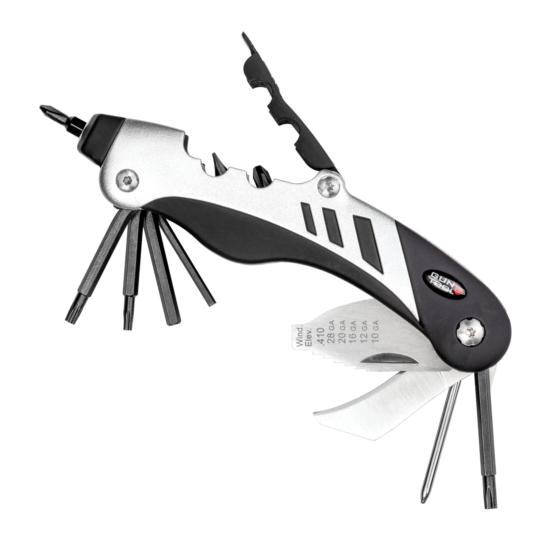 a swiss army knife with multiple blades on it