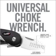 an advertisement for a knife that says universal choke wrench