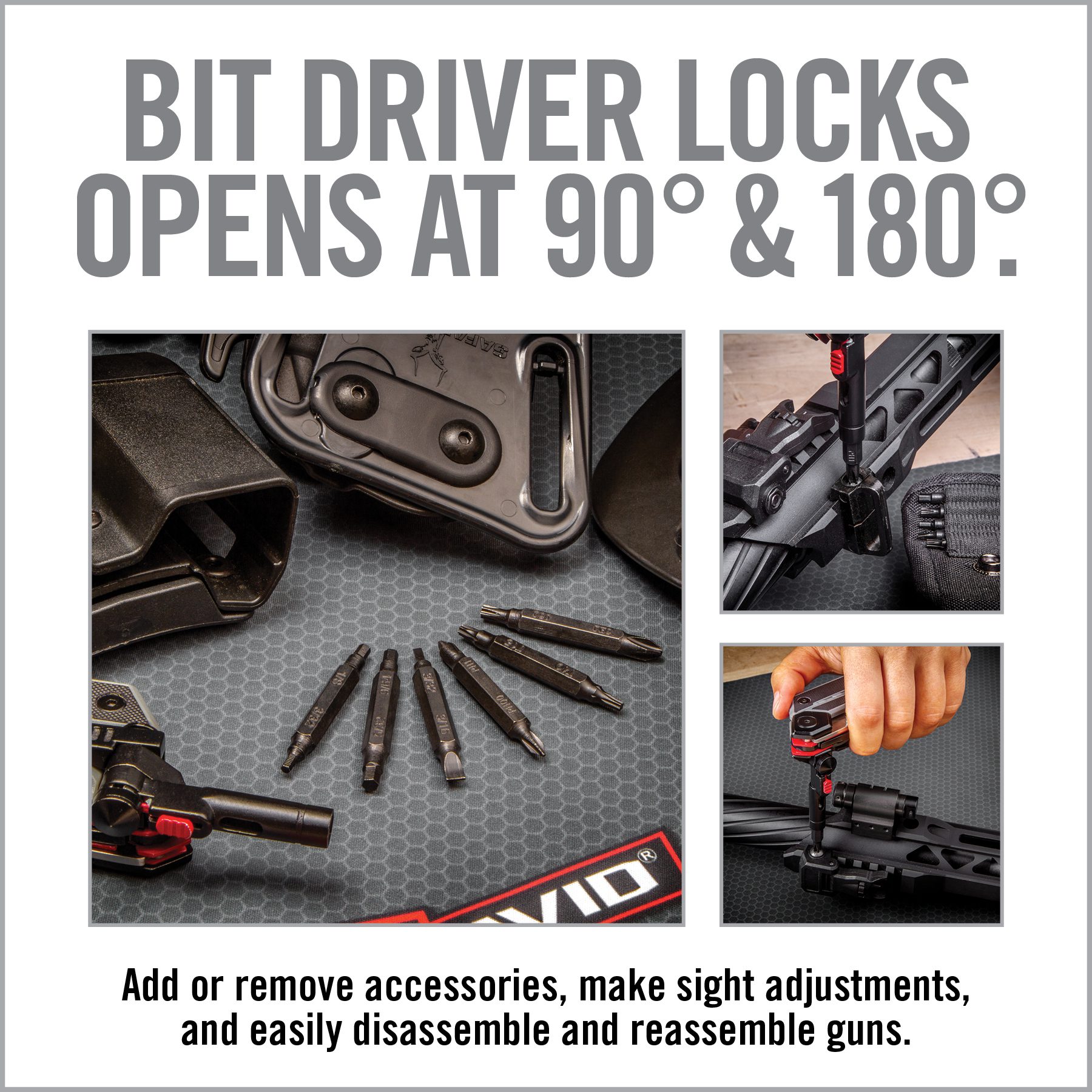 an advertisement for a gun shop with pictures of guns and accessories