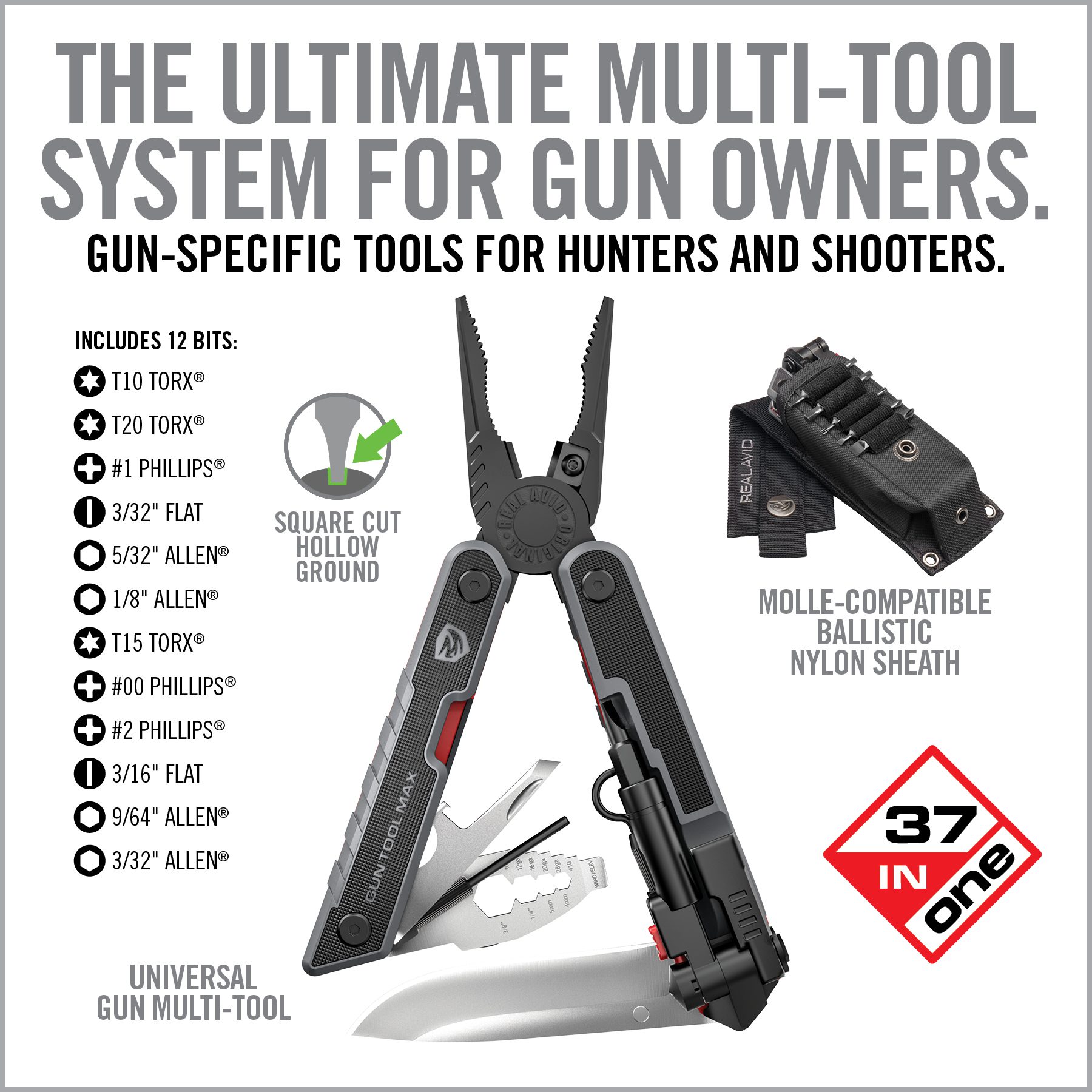 New! Real Avid Gun Tool MAX 37 Precision Tools in One # AVGTMAX 
