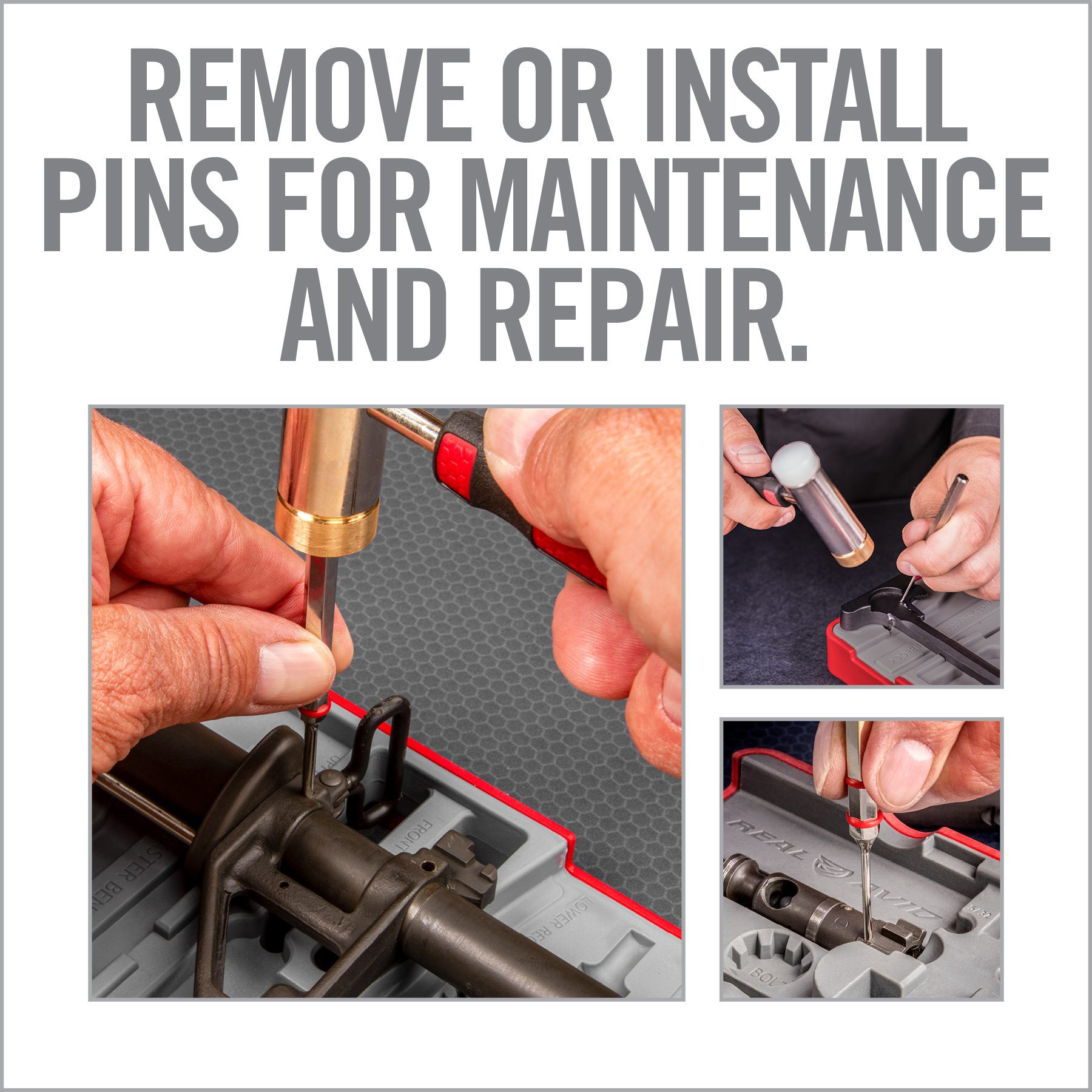 an advertisement for a repair company showing how to remove or install pins for maintenance and repair