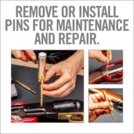 a poster with instructions on how to remove or install pins for maintenance and repair