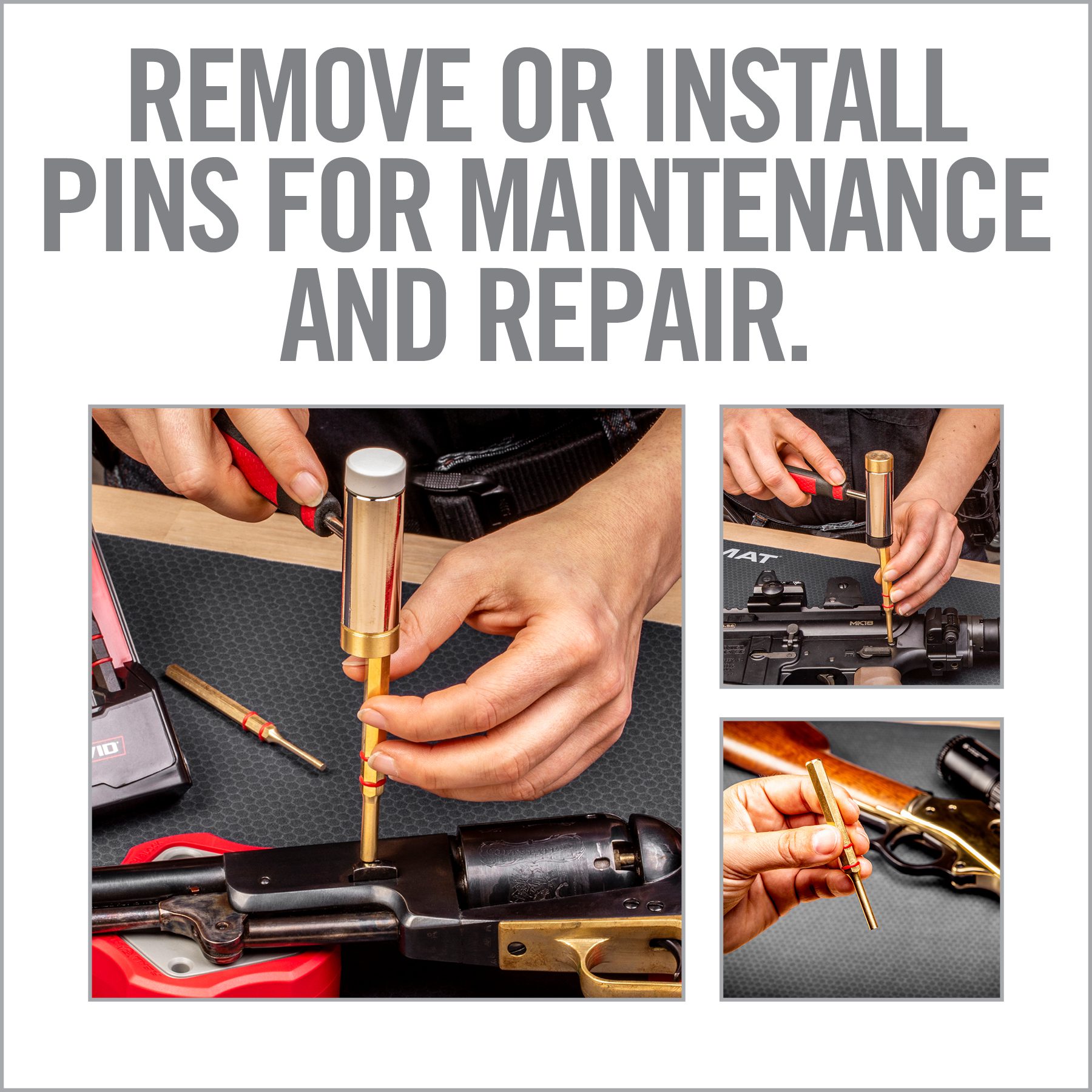 the instructions for how to remove or install pins for maintenance and repair