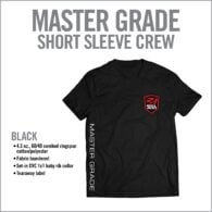 a t - shirt with the words, master grade short sleeve crew