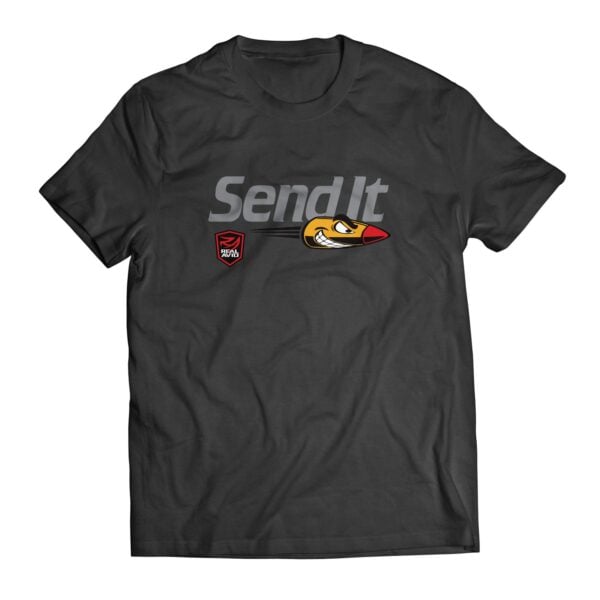 a black t - shirt with the words sendit on it