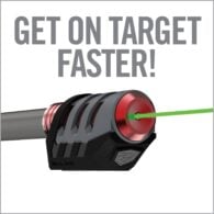 a green laser is pointing at a red object