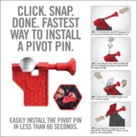 instructions for how to install a pivot pin in less than 60 seconds