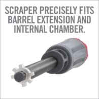a drill with the words scraper precision fits barrel extension and external chamber