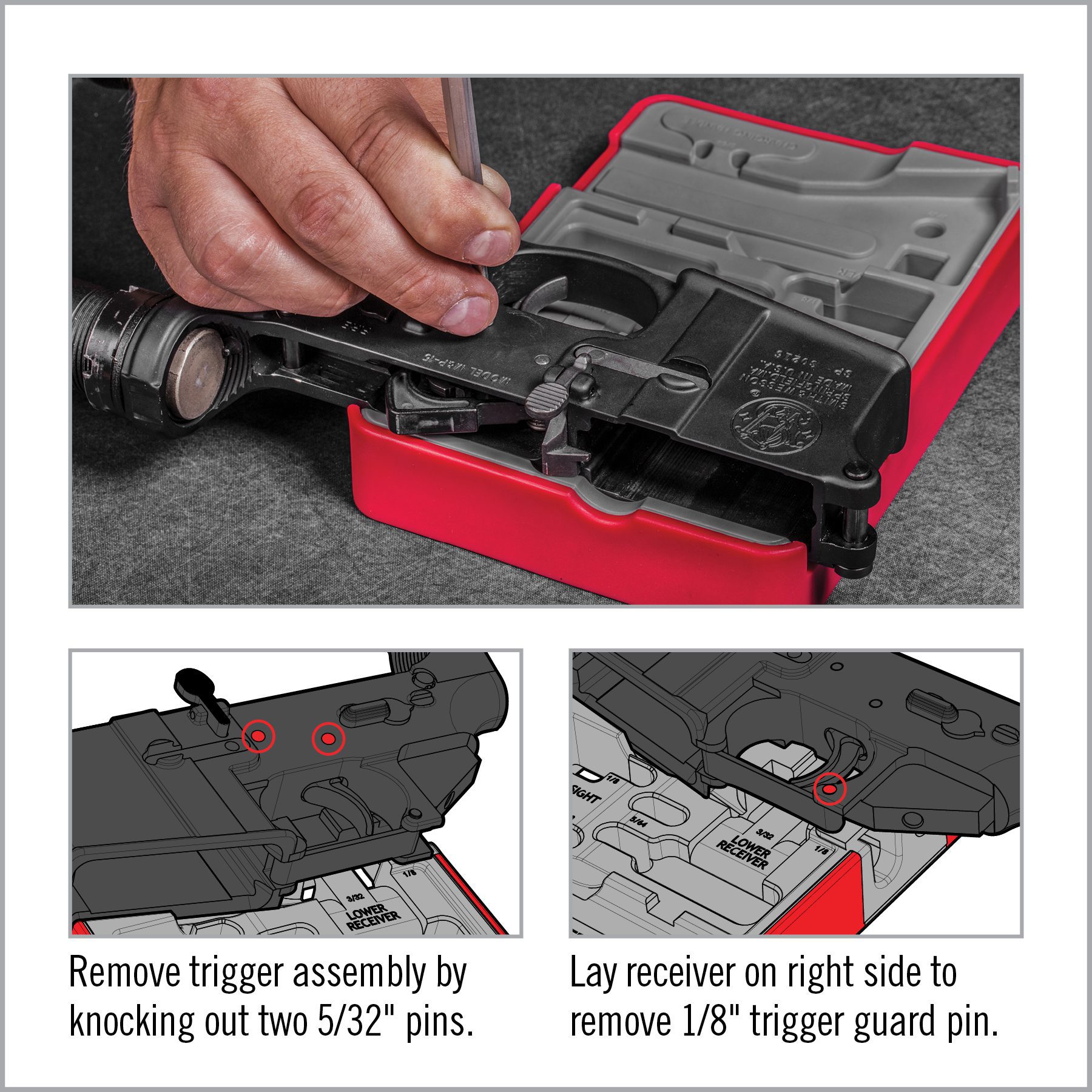 instructions for removing and replacing the lower parts of a tool box