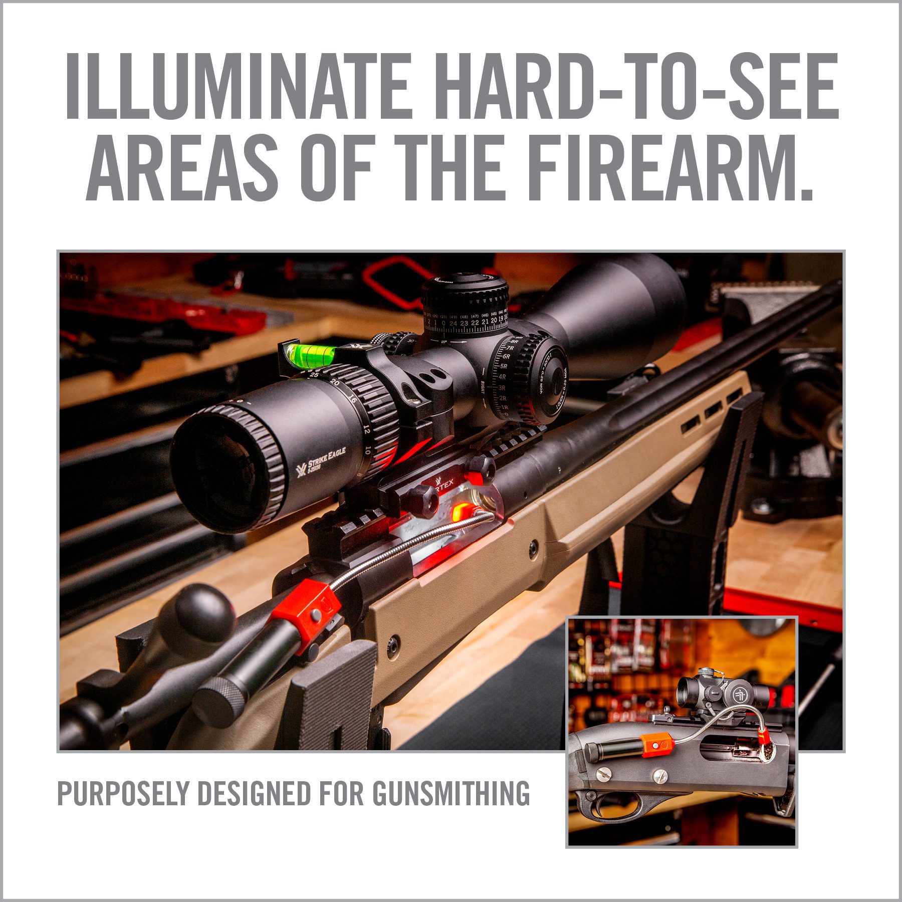 an advertisement for a gun shop with the words, ultimate guide to illuminate hard - to -