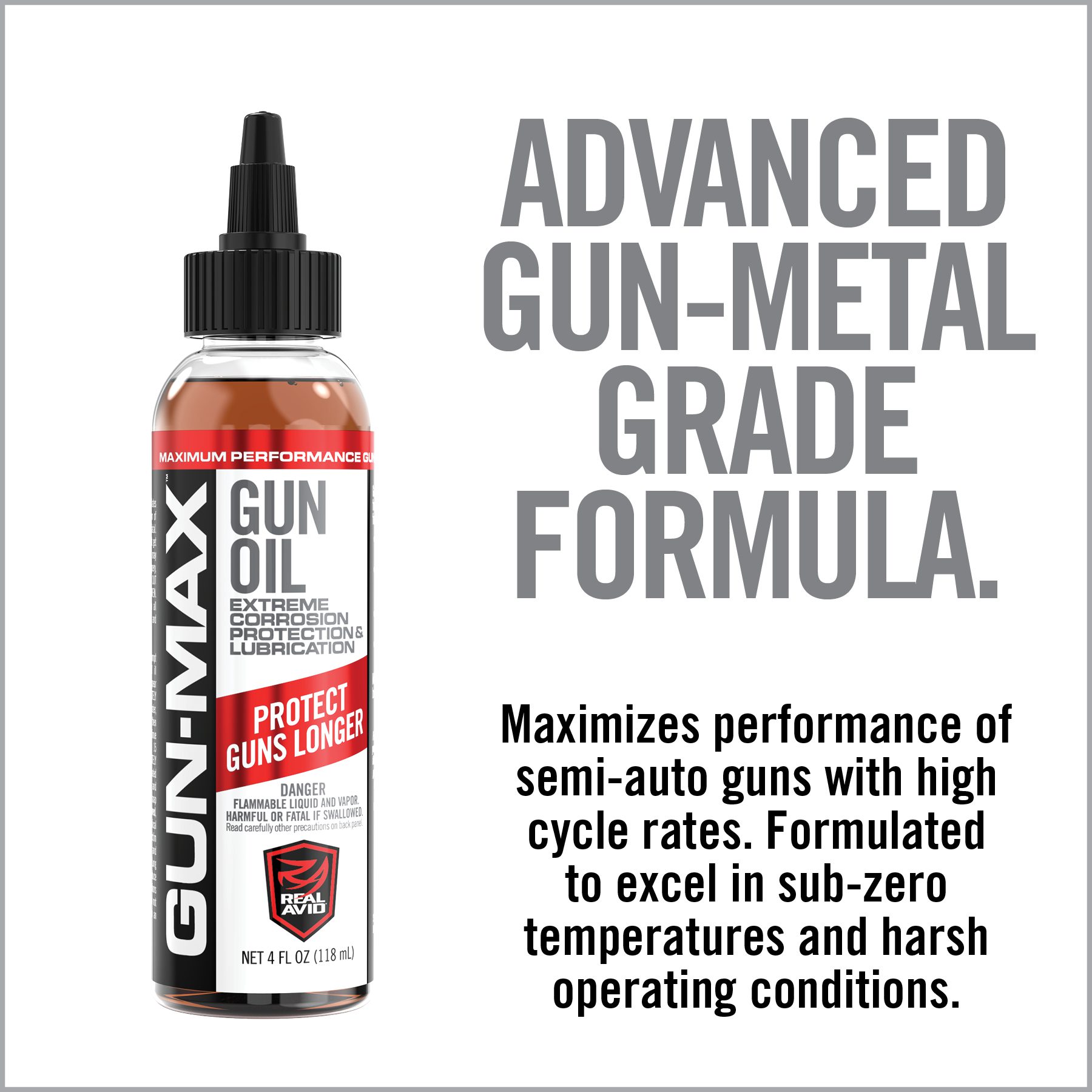 a bottle of gun - metal grade formula next to an advertisement
