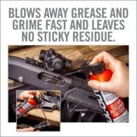 an advertisement for guns and gun cleaning products