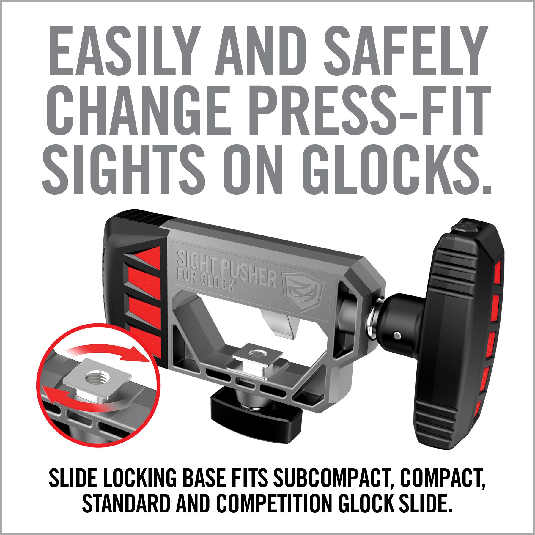 a poster with instructions to adjust and change press - fit sights on glocks