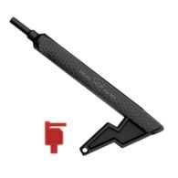 a black and red tool with a white background