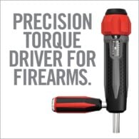 a red and black drill with the words precision torque driver for firearms