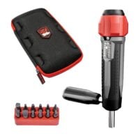 an electric drill and case with tools in it