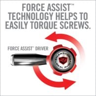 an advertisement for force assist technology helps to easily torque screws
