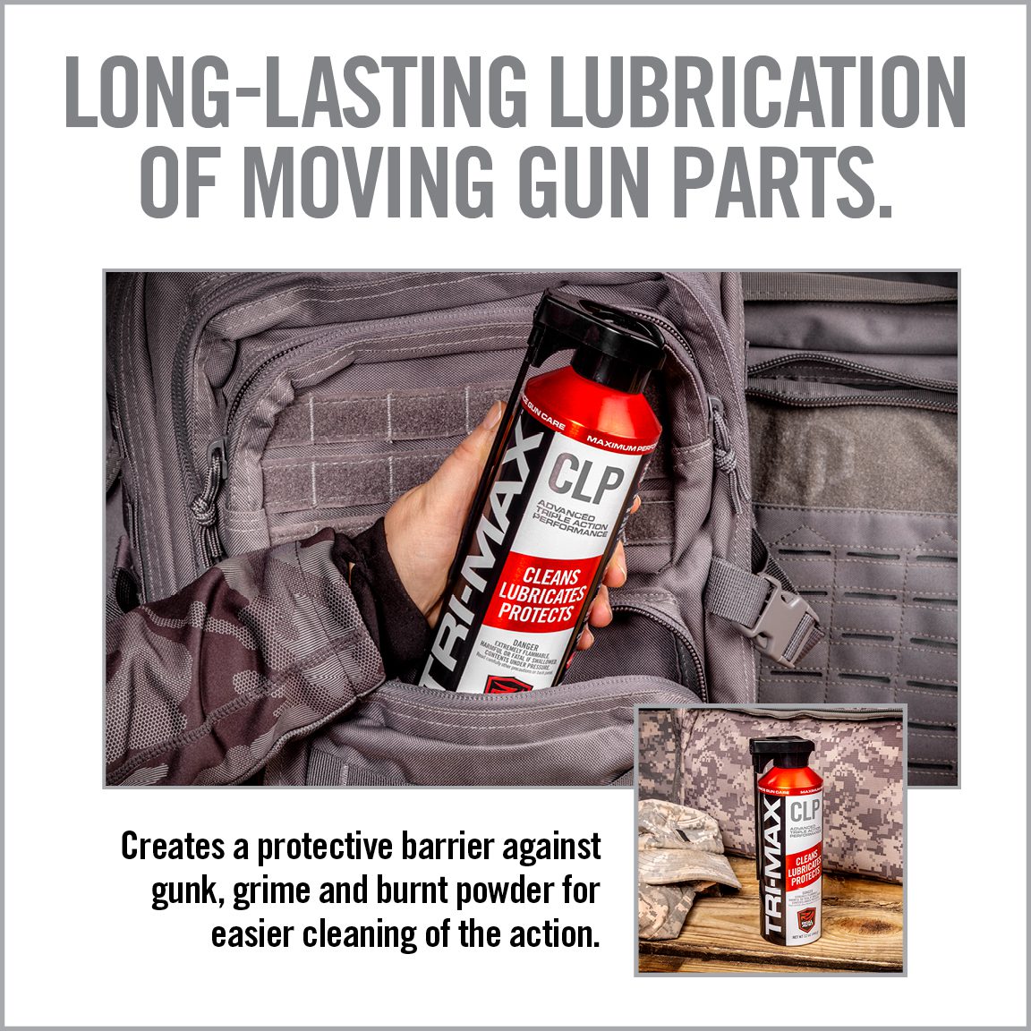 an advertisement for a gun cleaning product