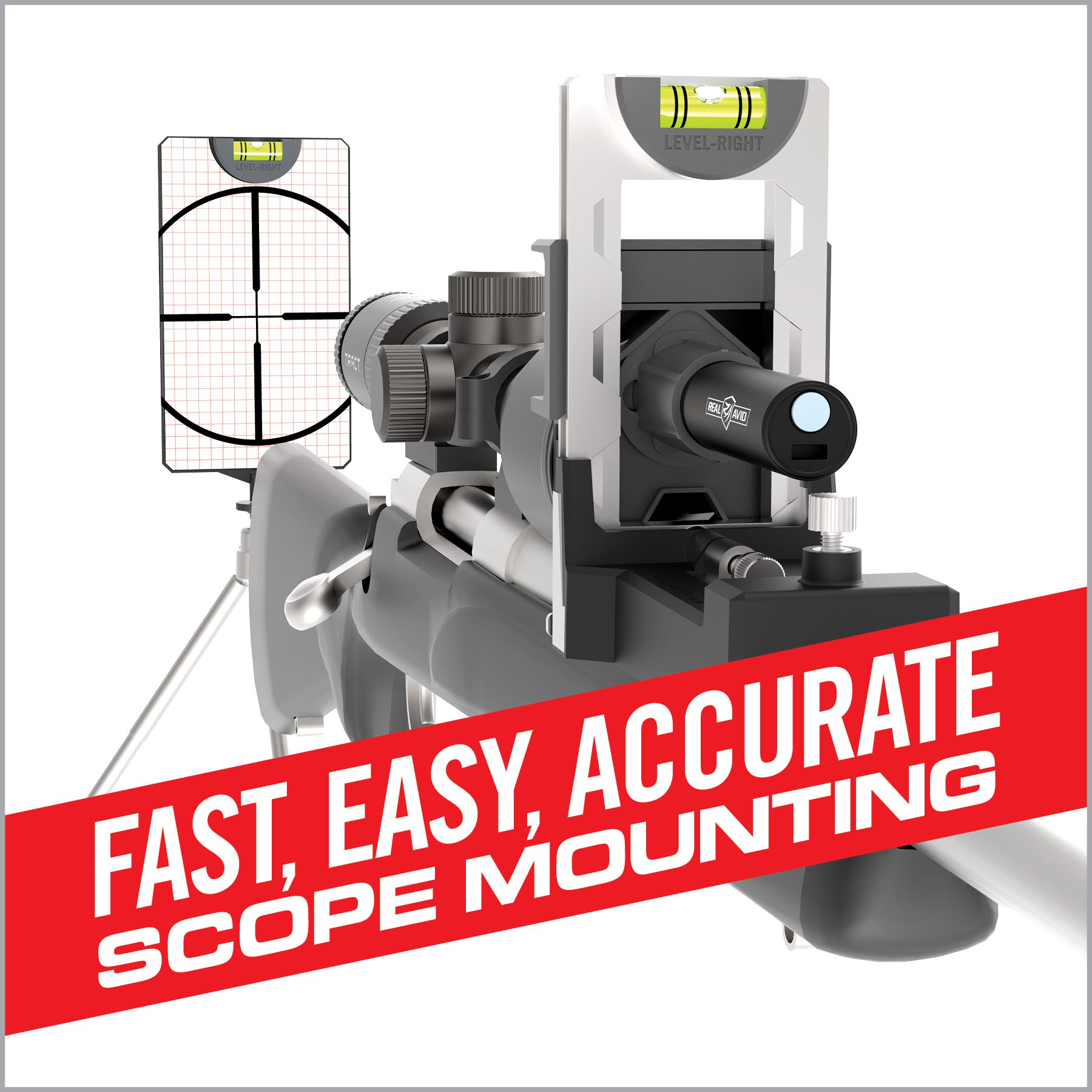 an advertisement for a scope mounting device
