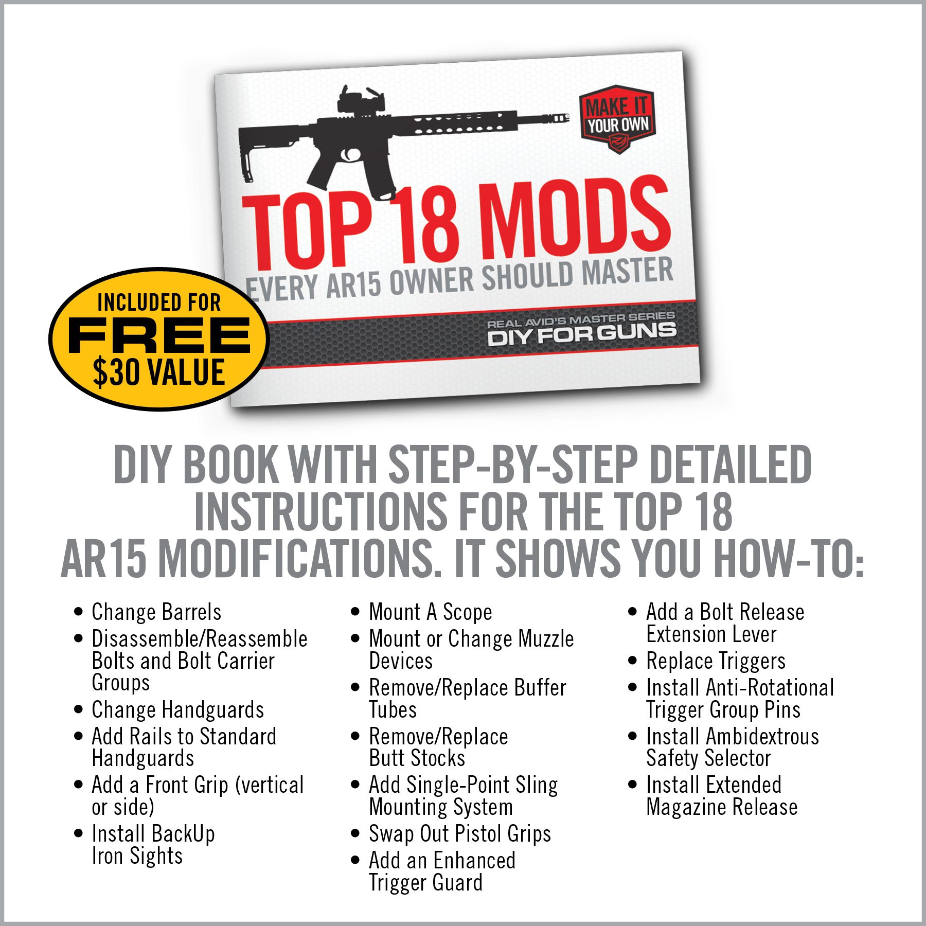a flyer for the top 18 mods