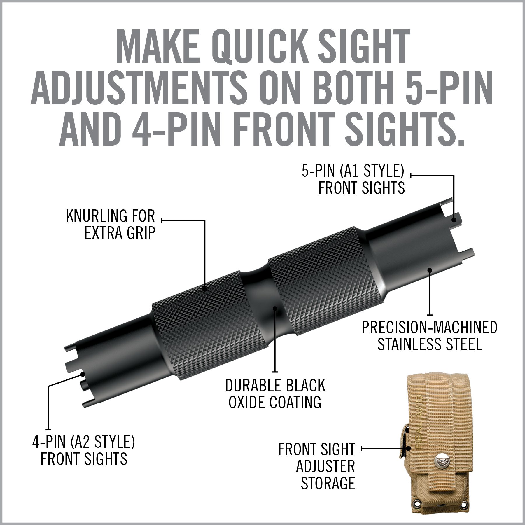 the instructions for how to make quick sight adjustments on both 5 - pin and 4 - pin front sights