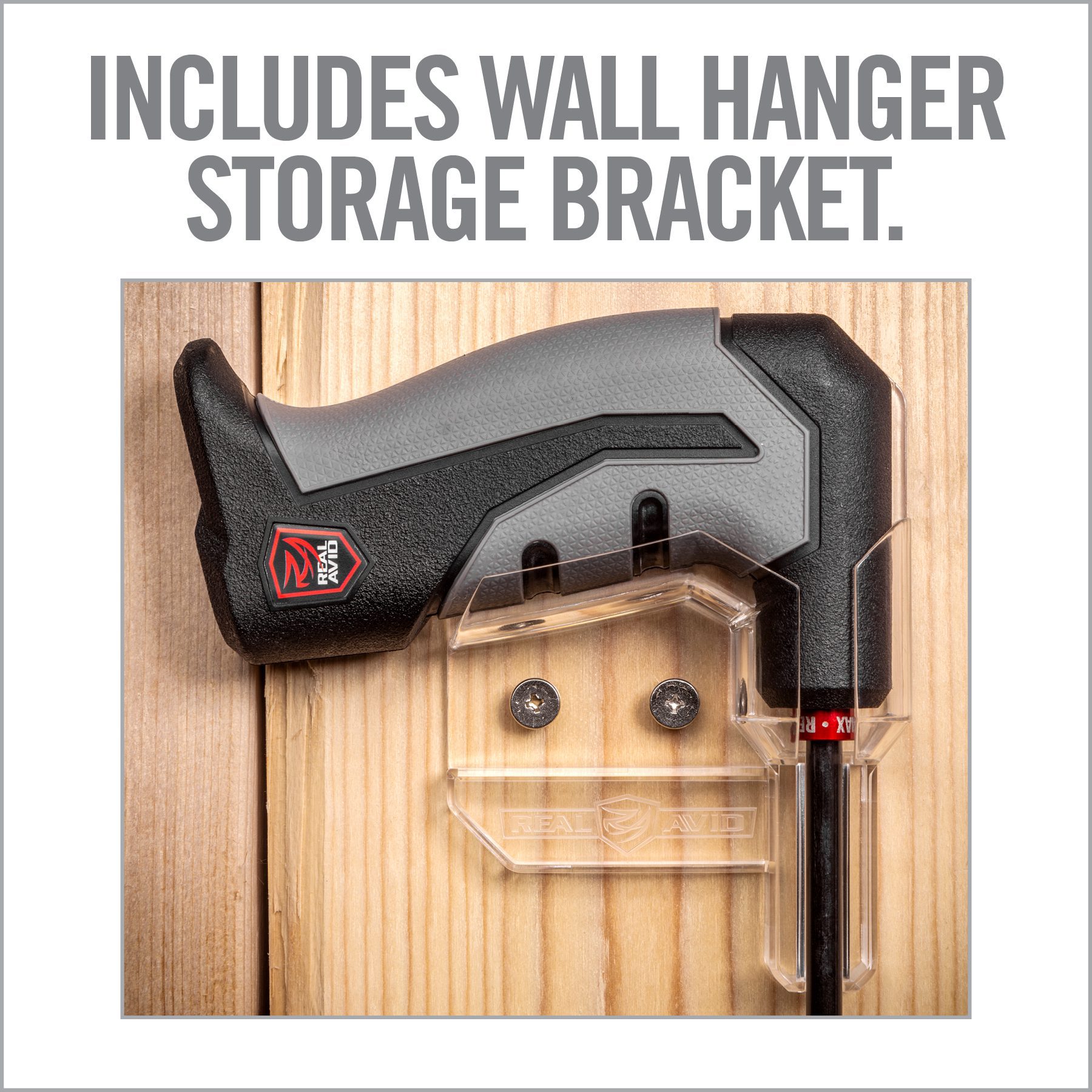 an advertisement for a wall hanger that is attached to a wooden door