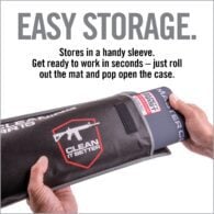 a hand holding a black bag with the words easy storage on it